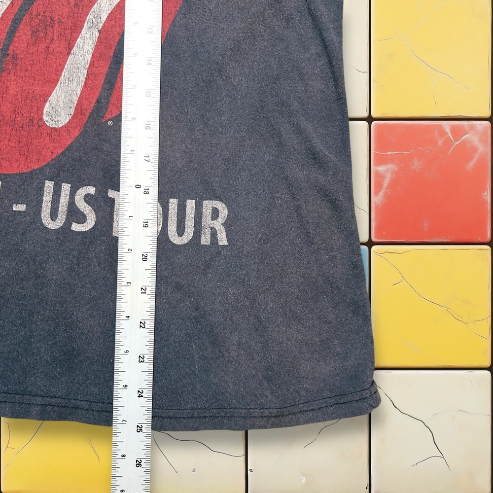Rolling Stones 1975 US Tour Tee Y2K Black S Sun Faded Band Rock Music Lips Shirt - Picture 3 of 15